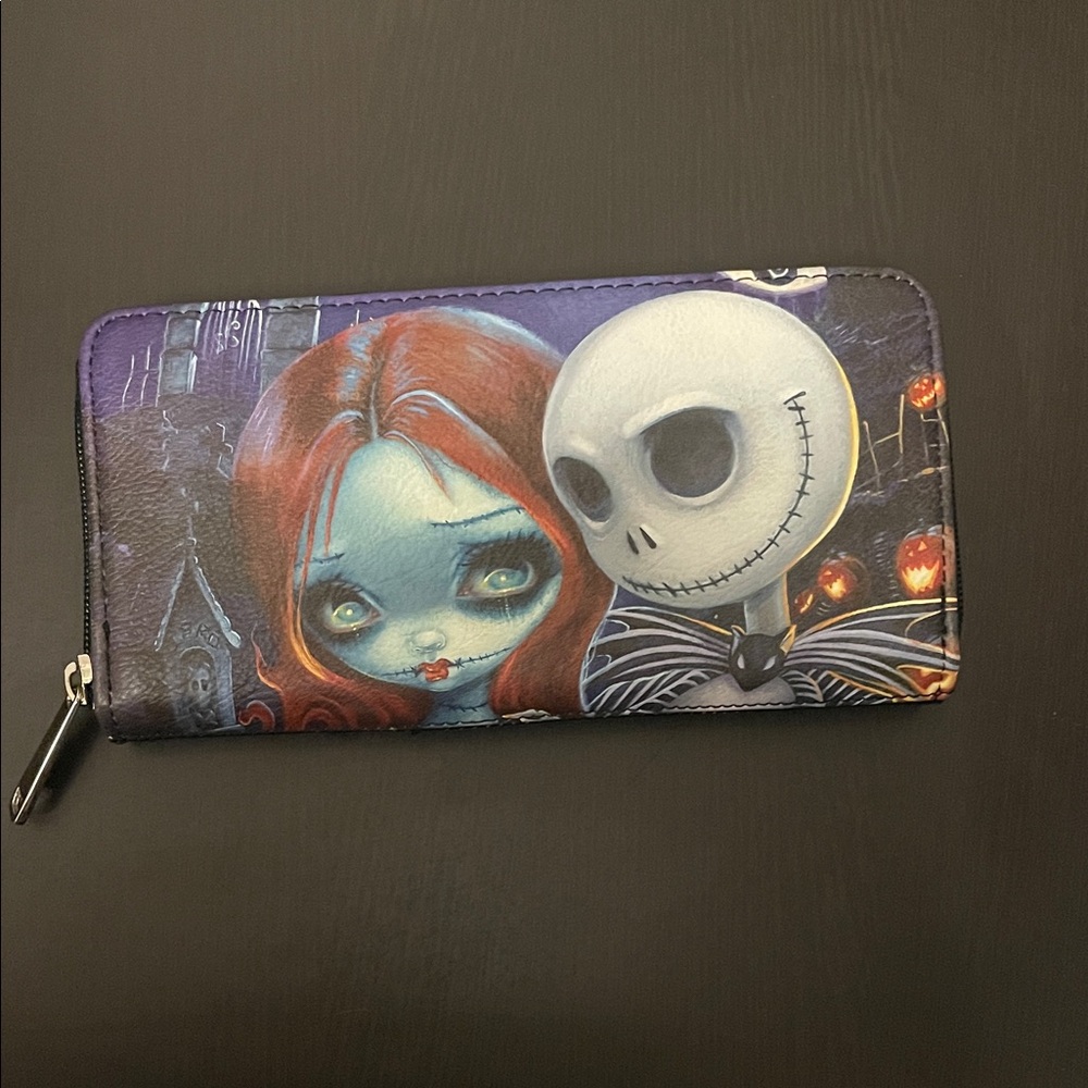 Disney Black Zipper Wallet with Nightmare Before Christmas Design